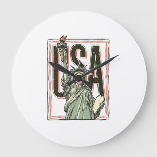 Grande Horloge Ronde T-shirt graphique bubble gum Statue de la Liberté