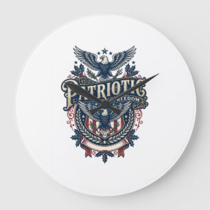 Grande Horloge Ronde T-shirt graphique vectoriel de Noël patriotique (2