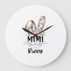 Grande Horloge Ronde T-shirt Mimi Lapin Mignon Pâques Tenue Assortie po