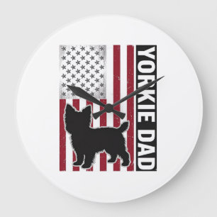 Grande Horloge Ronde T-shirt pour chien avec gravure vintage patriotiqu