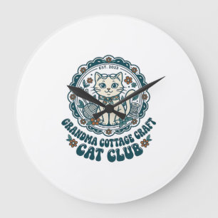 Grande Horloge Ronde T-shirt pour grand-mère amateur de chat et d'artis