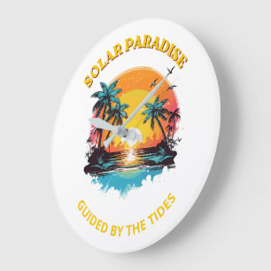 Grande Horloge Ronde T-Shirt Retro Solar Paradise Guided by the Tides