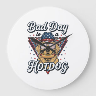 Grande Horloge Ronde T-shirt vintage à thème de Hotdog Retriever doré p
