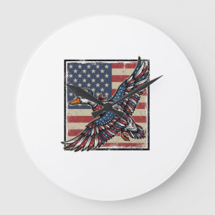 Grande Horloge Ronde T-shirt vintage gravure canard volant patriotique