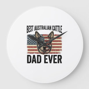 Grande Horloge Ronde T-shirt vintage patriotique papa Blue Heeler austr