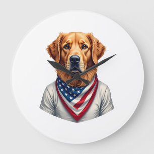 Grande Horloge Ronde T-shirt vintage retriever golden américain