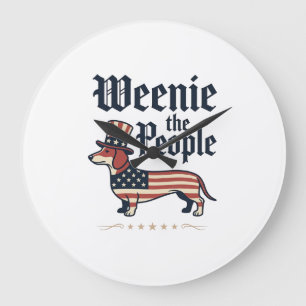 Grande Horloge Ronde T-Shirt Weenie le Peuple Dachshund Patriotique_1