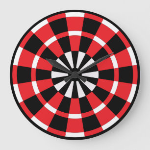 Grande Horloge Ronde Tableau noir blanc et rouge