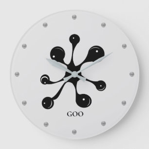 Grande Horloge Ronde Tache de goo noir abstrait moderne