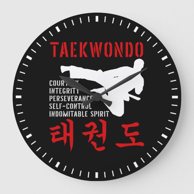 Grande Horloge Ronde Taekwondo Tenets Martial Arts (Recto)