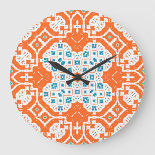 Grande Horloge Ronde Talavera Mexicaine : Céramique Antique sans Seamle