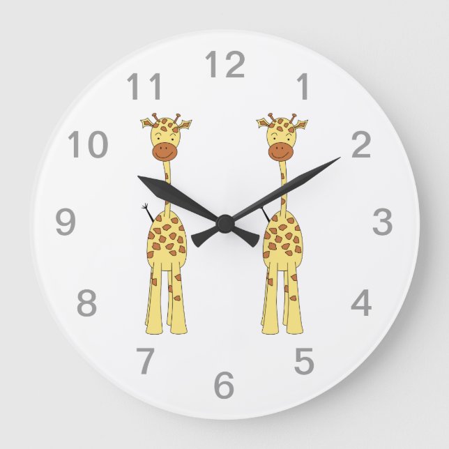 Grande Horloge Ronde Tall Cute Giraffe. Un dessin animé animal. (Recto)