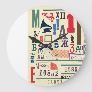 Grande Horloge Ronde Tampon vintage : Décor de document