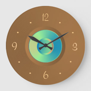 Grande Horloge Ronde Tan avec l'horloge bleue de Centre>Wall d'Aqua