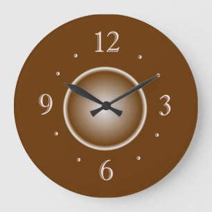 Grande Horloge Ronde Tan Brown with White Glow Effect > Plain Clocks