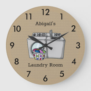Grande Horloge Ronde Tan Laundry Room Custom