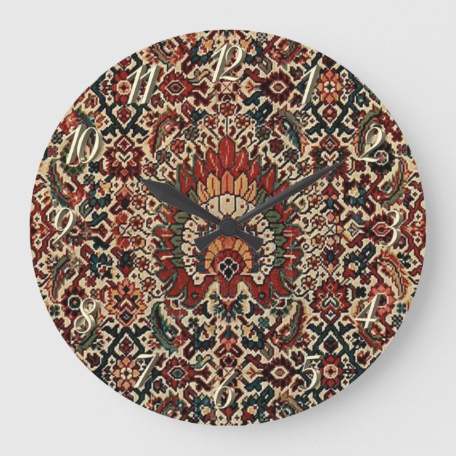Grande Horloge Ronde Tapis de tapis persan turc antique (Recto)