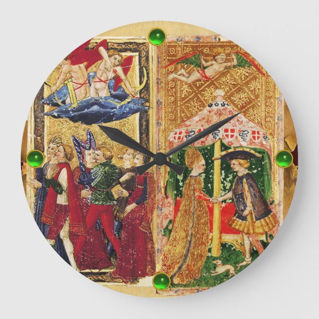 GRANDE HORLOGE RONDE TAROTS DE RENAISSANCE ANTIQUE 6 / LES AMOUREUX (Recto)