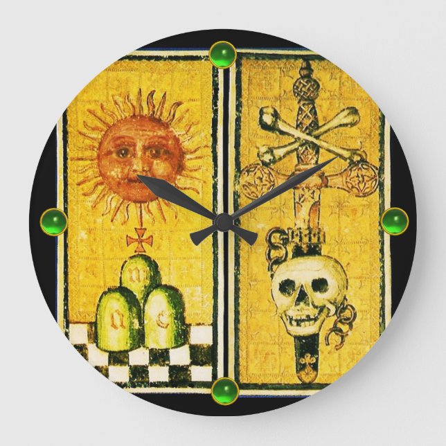 GRANDE HORLOGE RONDE TAROTS DE RENAISSANCE ANTIQUE /LE SOLEIL, L'ACE DE (Recto)