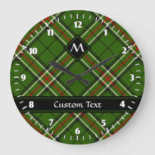 Grande Horloge Ronde Tartan vert, noir, rouge et blanc
