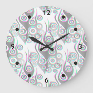 Grande Horloge Ronde Tattoo flammes & cercles motif + votre backgr.