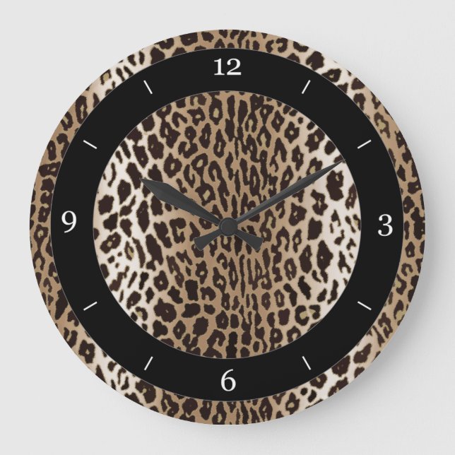 Grande Horloge Ronde Taupe Leopard Animal Prince (Recto)