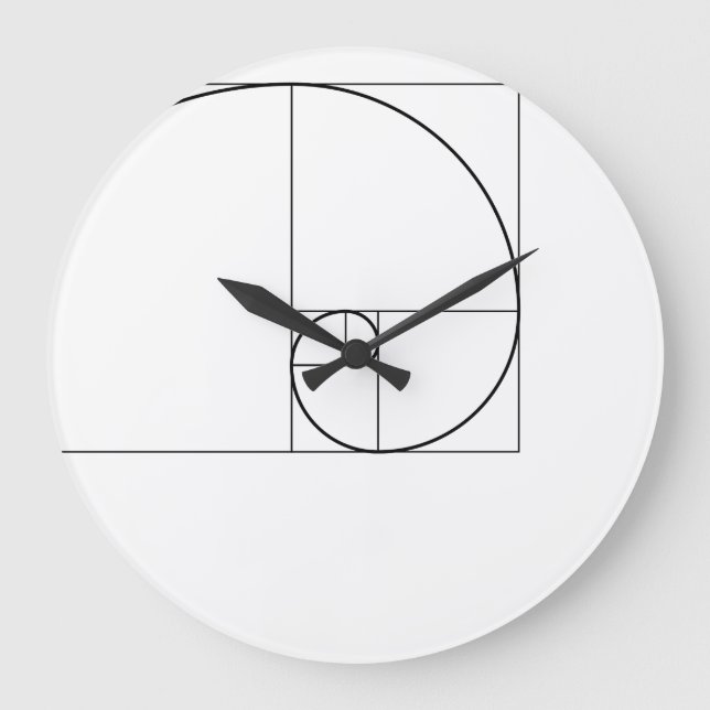 Grande Horloge Ronde Taux d'or de la spirale de Fibonacci (Recto)