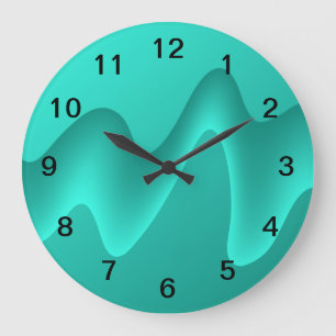 Grande Horloge Ronde Teal Abstract Design Image.