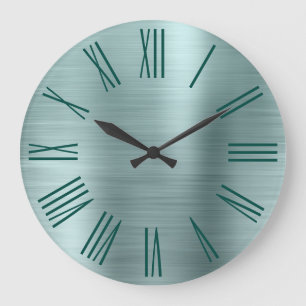 Grande Horloge Ronde Teal Brushed Foil Dark Turquoise