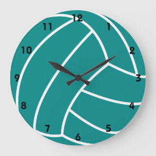Grande Horloge Ronde Teal Green Volleyball