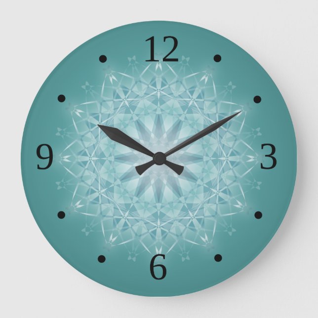 Grande Horloge Ronde Teal star Mandala Numbers (Recto)
