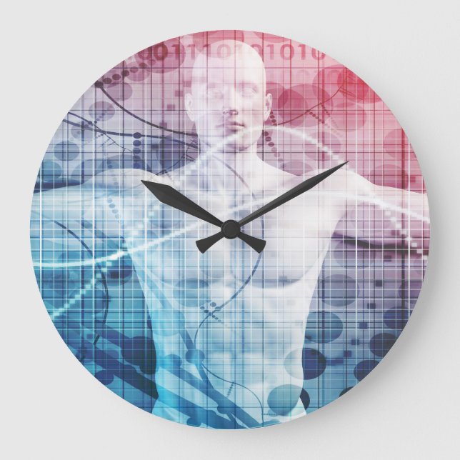 Grande Horloge Ronde Technologie de pointe et science Abstraite (Recto)