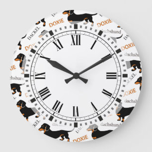 Grande Horloge Ronde Teckel ou motif mignon de Doxie