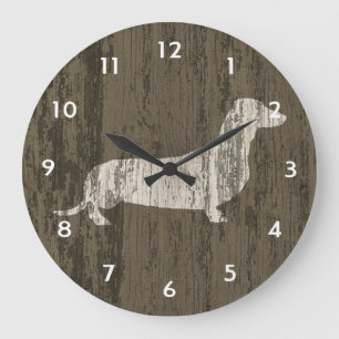 Grande Horloge Ronde Teckel patiné