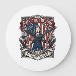 Grande Horloge Ronde Tee-shirt graphique vectoriel enseignant patriotiq