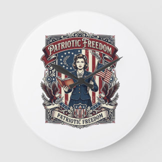 Grande Horloge Ronde Tee-shirt graphique vectoriel enseignant patriotiq
