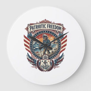 Grande Horloge Ronde Tee-shirt graphique vectoriel Patriotic Beachcombe