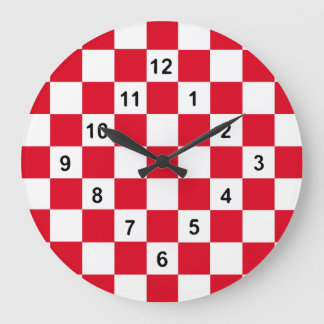 Grande Horloge Ronde Temps Checkered… avec vos couleurs