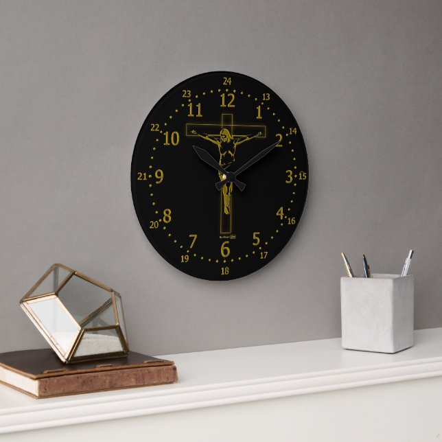 Grande Horloge Ronde Temps Crucifix (Bureau)