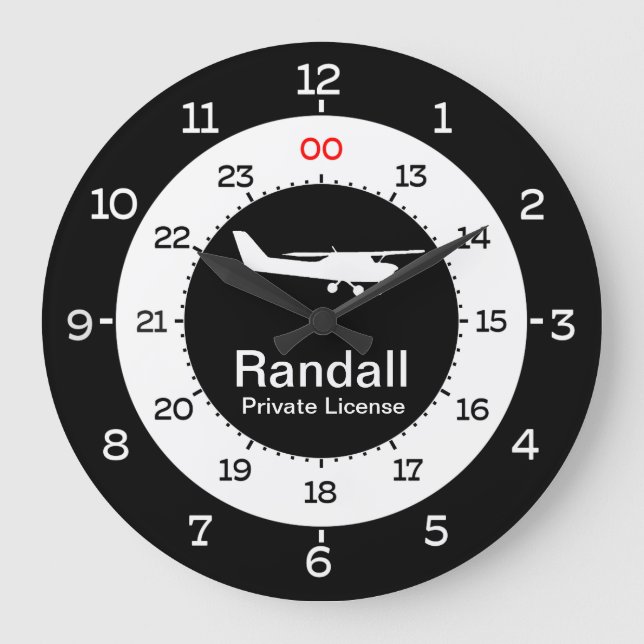 GRANDE HORLOGE RONDE TEMPS D'AVIATION - FORMAT DE 12 HEURES (Recto)
