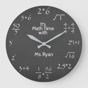 Grande Horloge Ronde Temps de maths personnalisé par tableau
