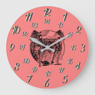 Grande Horloge Ronde Temps militaire Vintage rouge