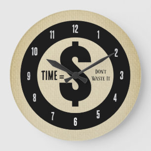 Grande Horloge Ronde Temps = $ Ne le gaspille pas Vintage Olive
