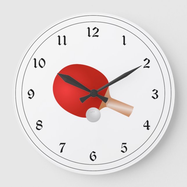 Grande Horloge Ronde Tennis de table, raquette et balle (Recto)