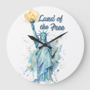 Grande Horloge Ronde "Terre de la Liberté - Statue de la Liberté à l'aq