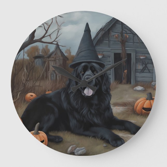 Grande Horloge Ronde Terre-Neuve Citrouille Halloween effroi (Recto)