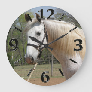GRANDE HORLOGE RONDE TÊTE DE CHEVAL ANDALOUSE MORISCO