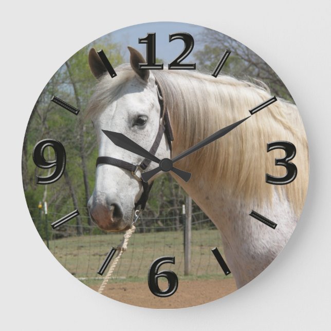 GRANDE HORLOGE RONDE TÊTE DE CHEVAL ANDALOUSE MORISCO (Recto)
