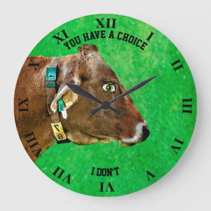 Grande Horloge Ronde Tête de vache avec l'anti végétalien de viande