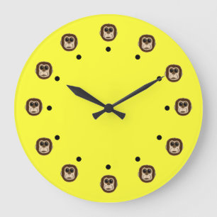 Grande Horloge Ronde Têtes de singe